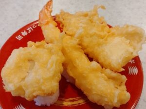 ３種の海鮮天ぷら食べ比べ（ほたて。大エビ、イカ）