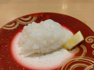 北海道噴火湾産活たこ塩レモン（しゃりハーフ、回転寿司トリトン）